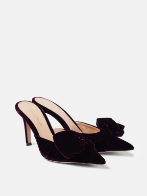 85 bow-detail velvet mules
