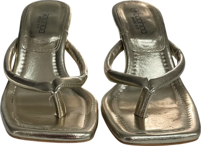 boohoo Wide Fit Metallic Padded Toe Post Mules UK 5 EU 38 👠