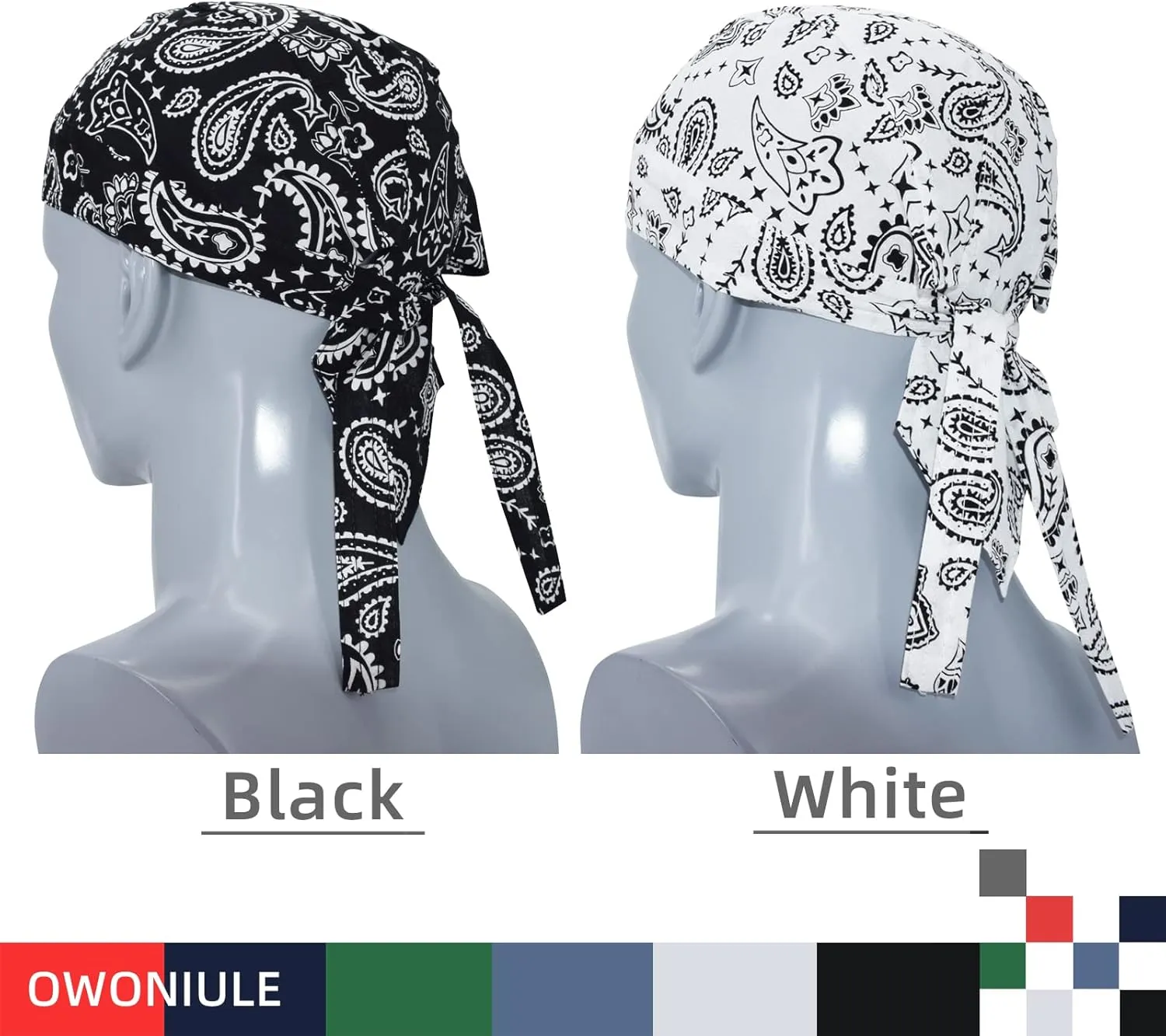 Cotton Doo Rag Skull Cap Sweat Wicking Head Wraps Breathable Helmet Liner Beanie Dew Rags for Men