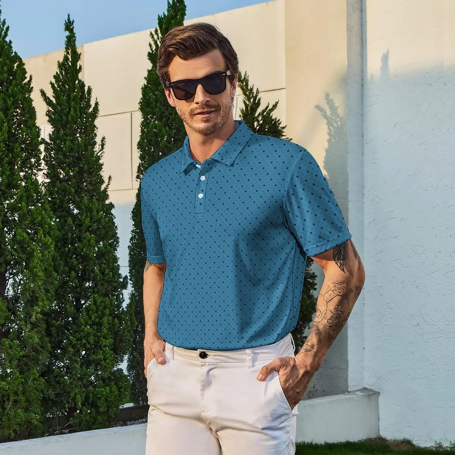 Golf Shirts for Men Funny Polo Short Sleeve Performance Moisture Wicking Quick Dry Mens Hawaiian Polo Shirt