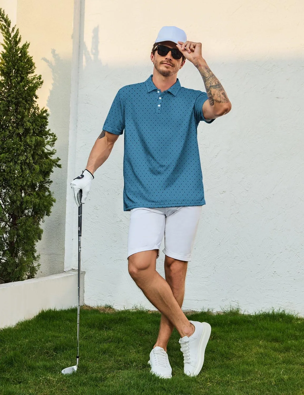 Golf Shirts for Men Funny Polo Short Sleeve Performance Moisture Wicking Quick Dry Mens Hawaiian Polo Shirt