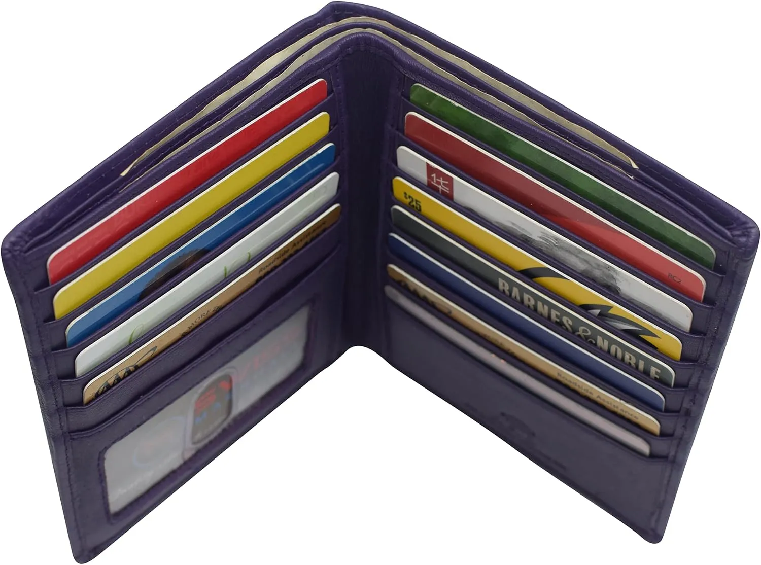 MARSHAL RFID Blocking Bifold Hipster Credit Card Wallet Premium Lambskin Leather (CN Purple)