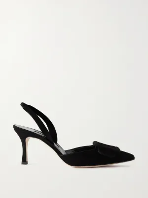Maysli 70 buckled suede slingback pumps