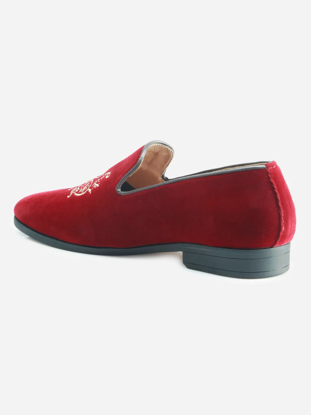 Men's Maroon Embroidery Slip On Casual (IX1046)