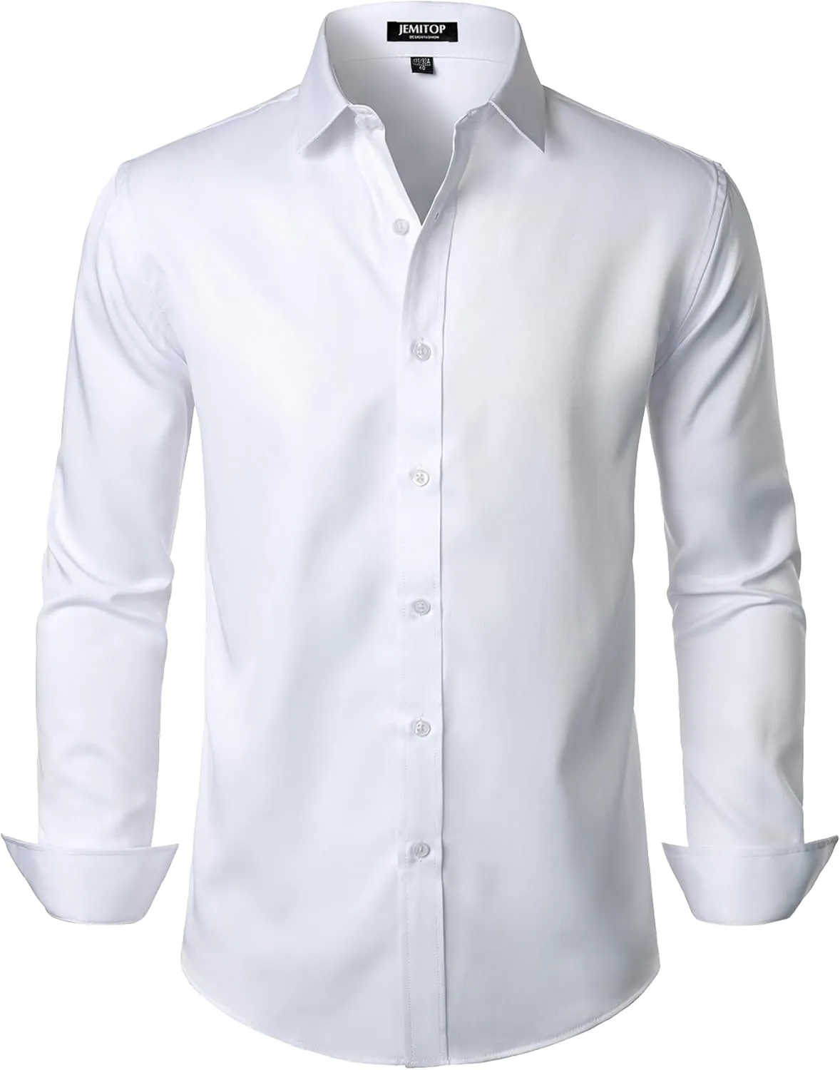 Men's Stretch Wrinkle Free Dress Shirts Formal Wedding Prom Long Sleeve Button Down Shirt