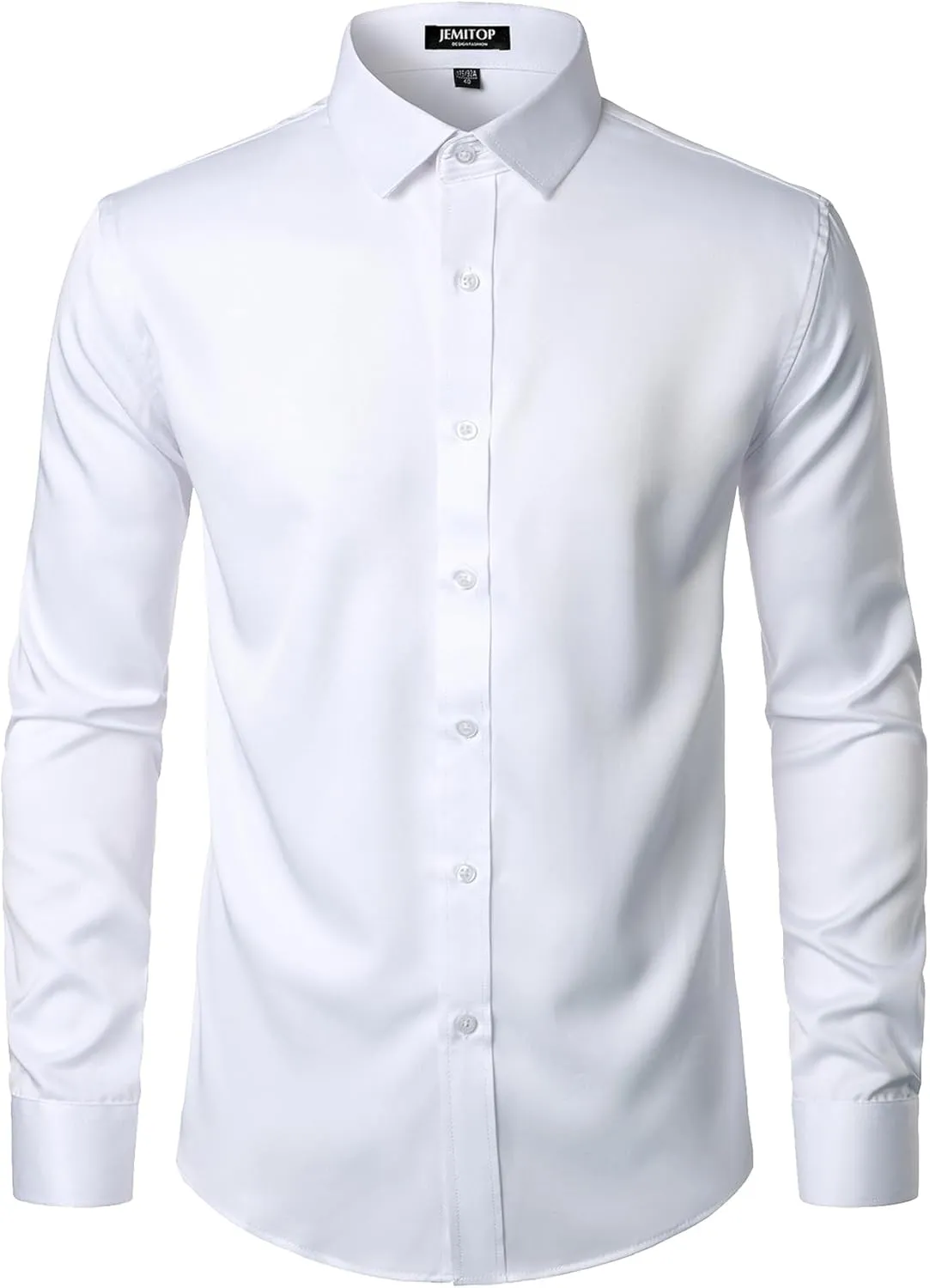 Men's Stretch Wrinkle Free Dress Shirts Formal Wedding Prom Long Sleeve Button Down Shirt