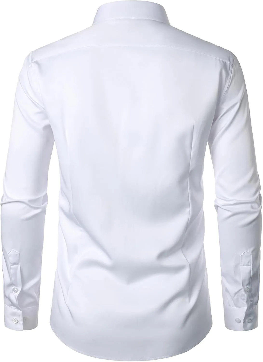 Men's Stretch Wrinkle Free Dress Shirts Formal Wedding Prom Long Sleeve Button Down Shirt