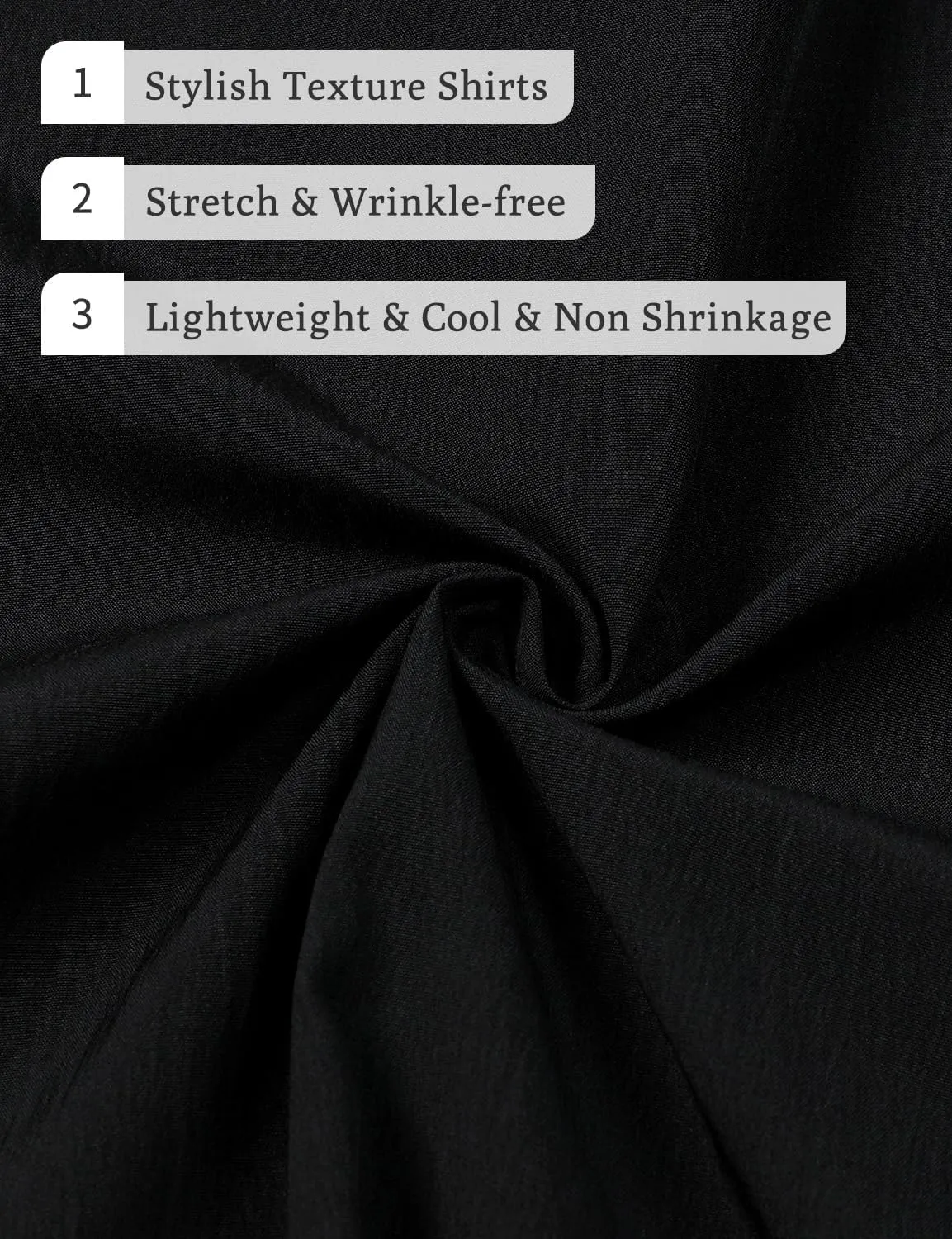 Men's Stretch Wrinkle Free Short Sleeve Texture Shirt Lightweight Summer Button Down Shirts for Beach Vacation