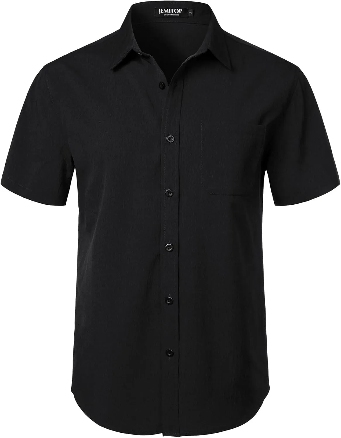 Men's Stretch Wrinkle Free Short Sleeve Texture Shirt Lightweight Summer Button Down Shirts for Beach Vacation