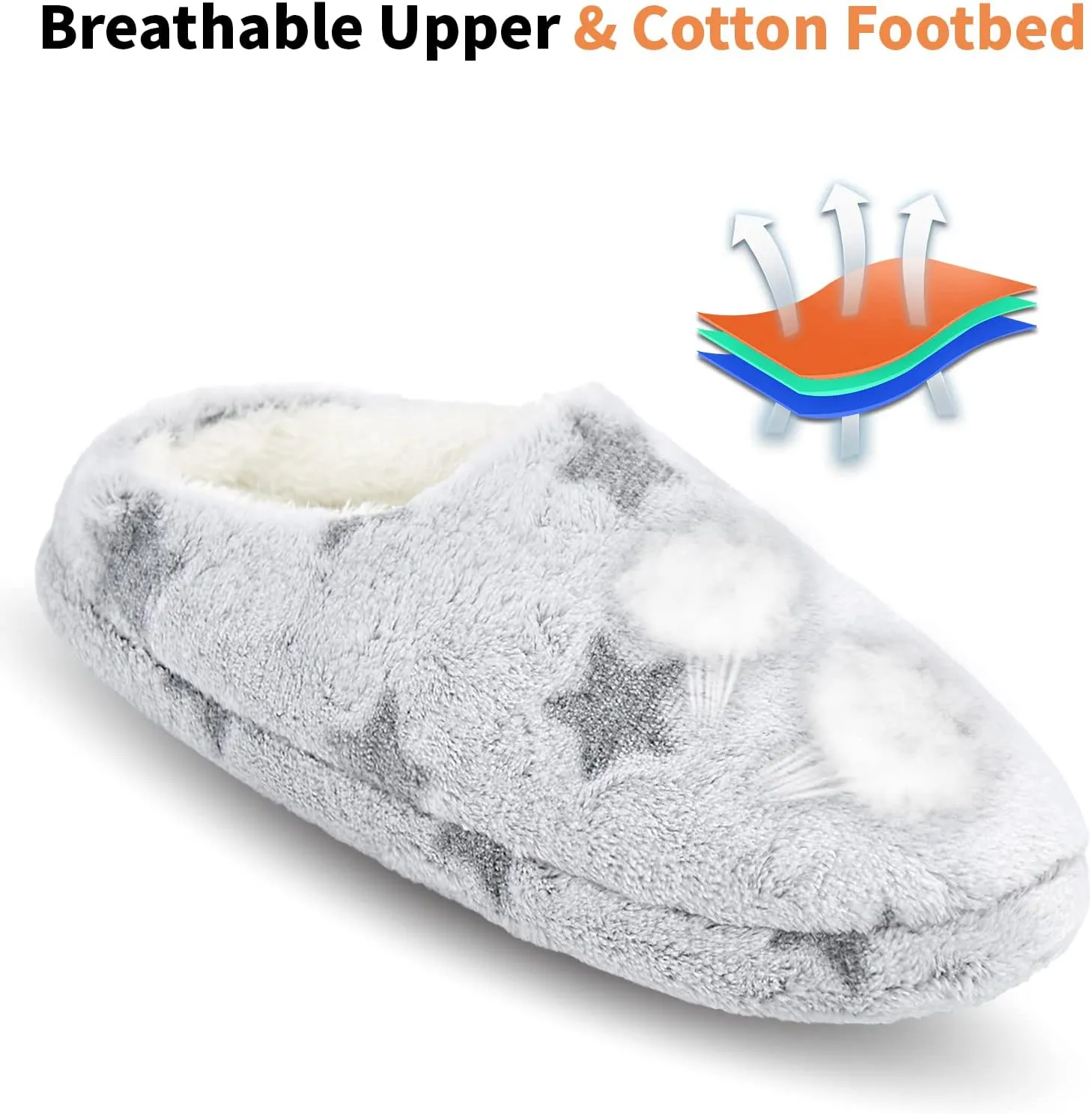 Panda Bros Women's Memory Foam Slippers Comfort Plush Fleece Lined House Shoes for Indoor & Outdoor