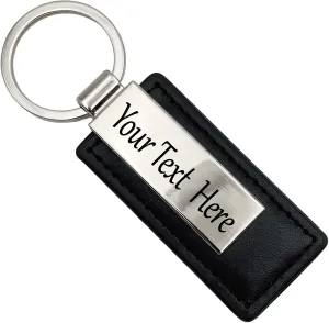 Personalized Engraved Leather Keychain Custom Message Names Keychain Gift for Men Women Boyfriend Keyring