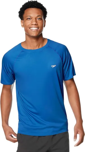 Speedo Men's Uv Swim Shirt Short Sleeve Regular Fit Solid