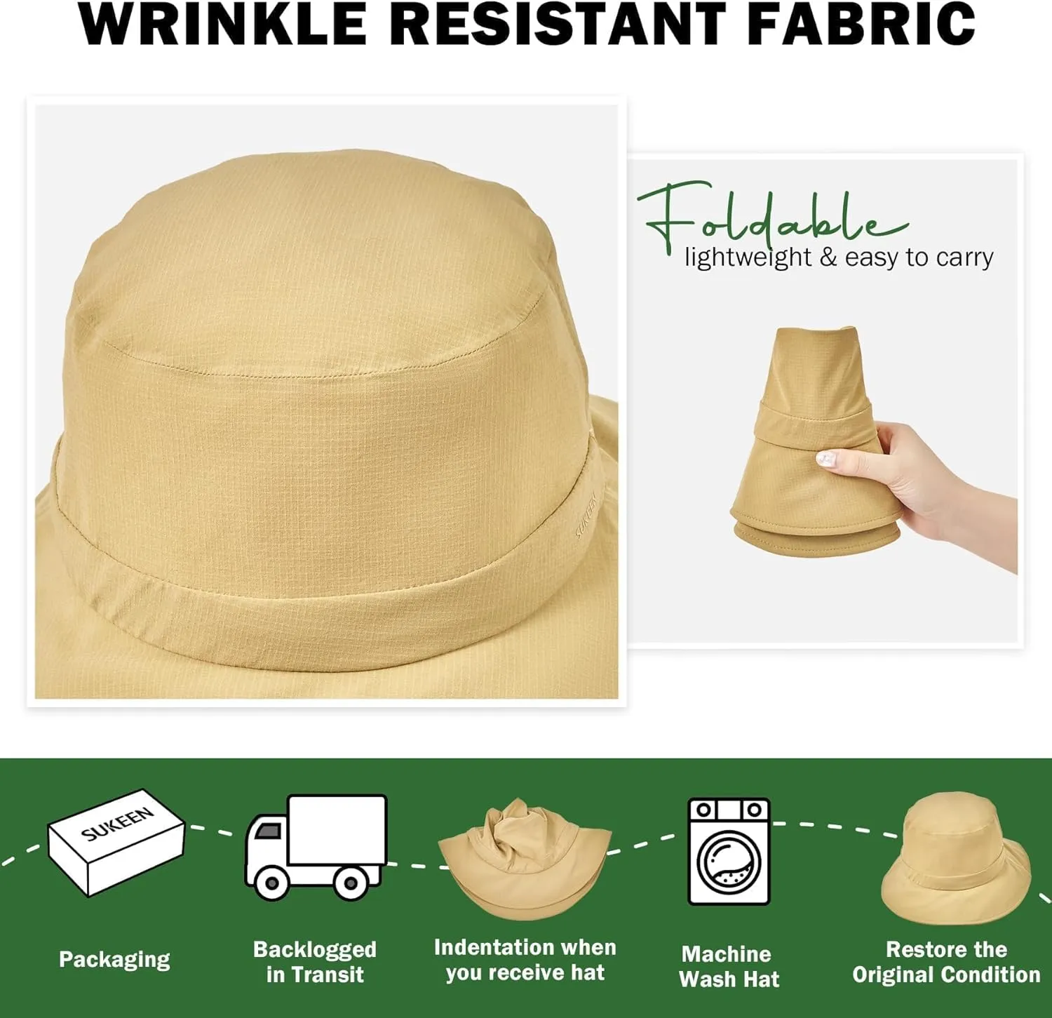 Sukeen Bucket Hat, Waterproof, Skin-Friendly, Shields Neck, Quick-Dry, Breathable, Hat for Fishing, Travel hat