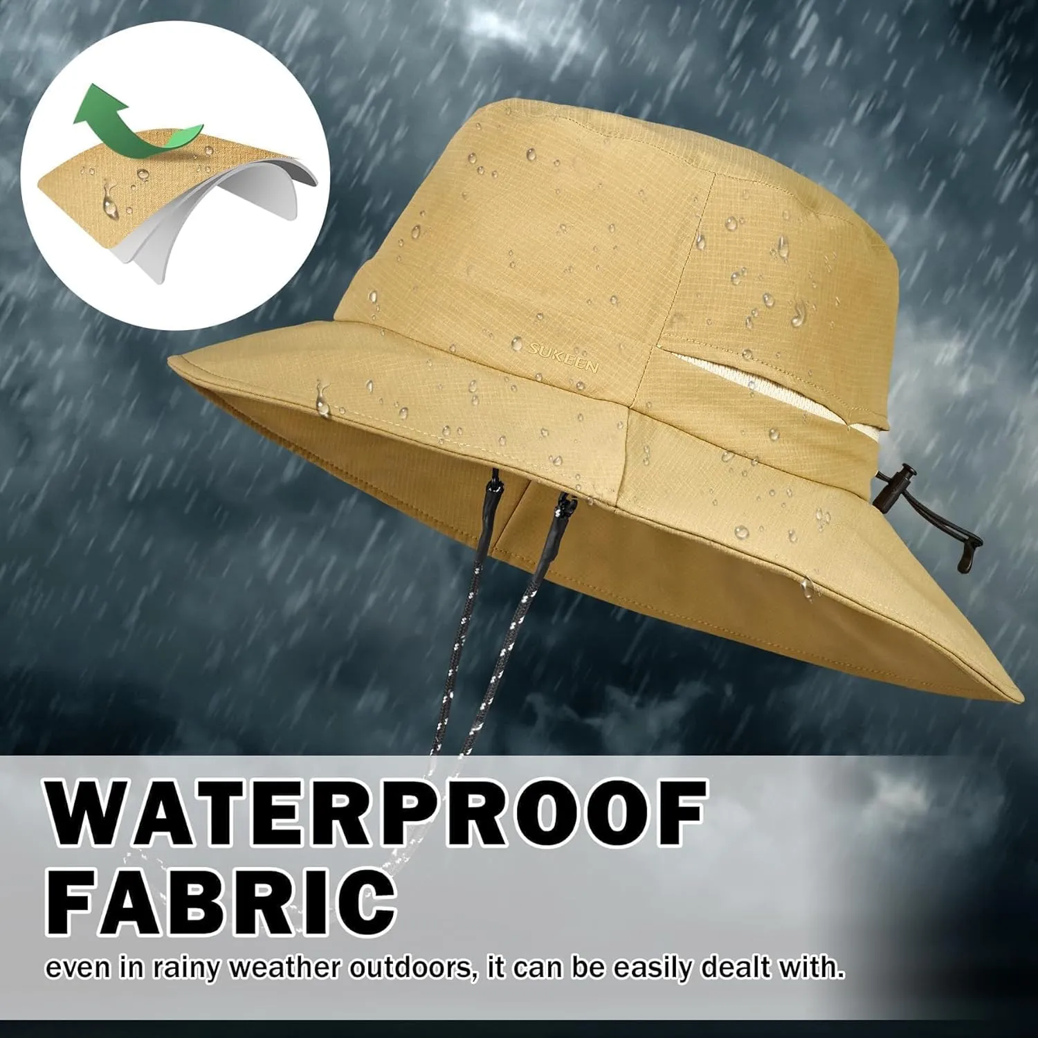Sukeen Bucket Hat, Waterproof, Skin-Friendly, Shields Neck, Quick-Dry, Breathable, Hat for Fishing, Travel hat