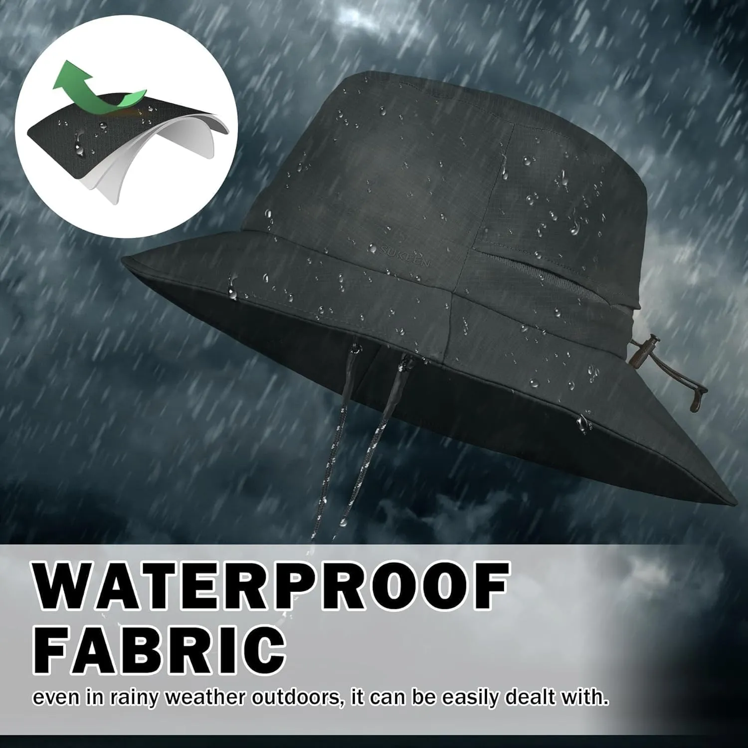 Sukeen Bucket Hat, Waterproof, Skin-Friendly, Shields Neck, Quick-Dry, Breathable, Hat for Fishing, Travel hat