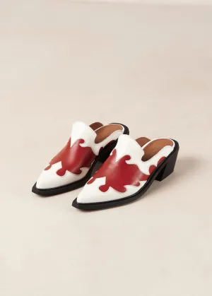 Weston Leather Mules Bicolor Red Cream